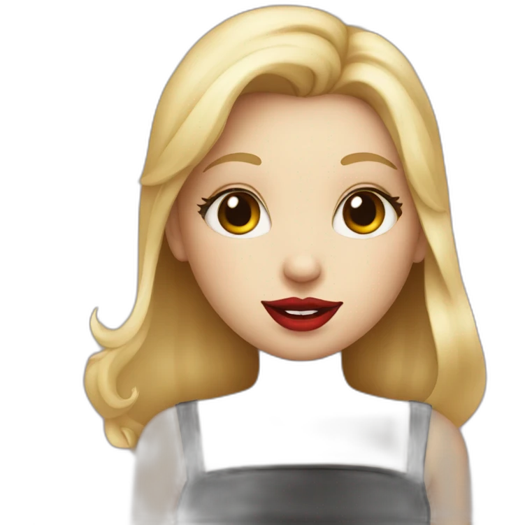A rabbit with blonde hair and big red lips, holding a heart emoji