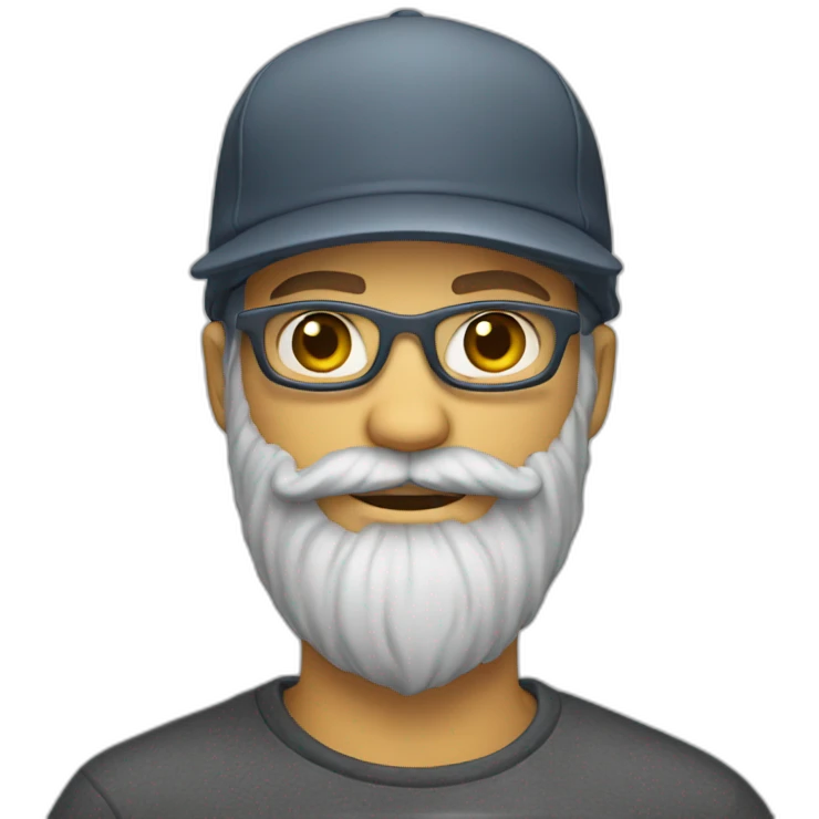 Skater with a gray hipster beard emoji