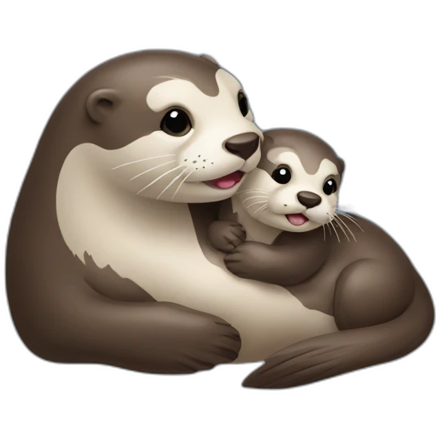 cute mom otter surrond her baby emoji