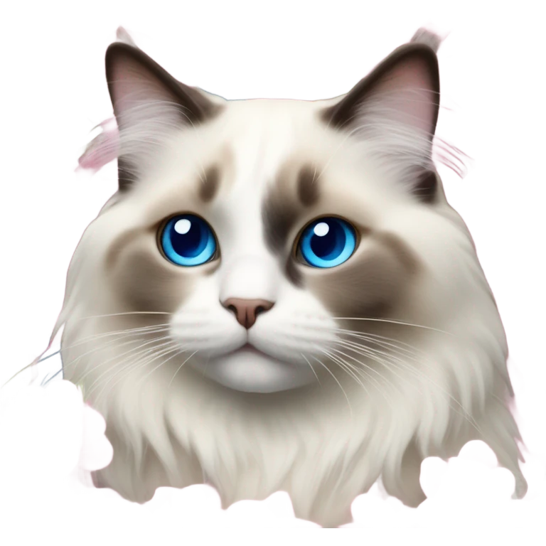 Realistic ragdoll cat with blue eyes wearing pink flowers  emoji
