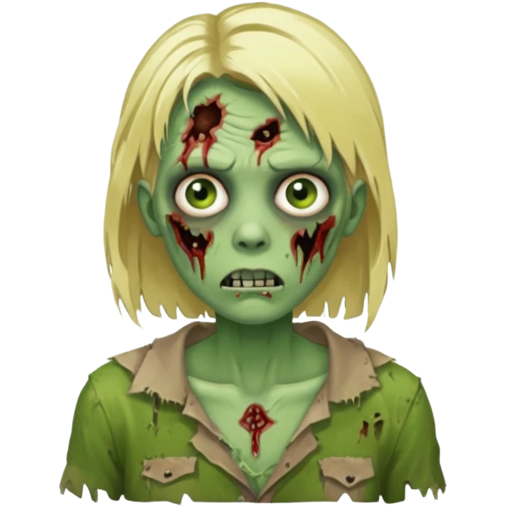 Uma zumbi verde de cabelo loiro emoji