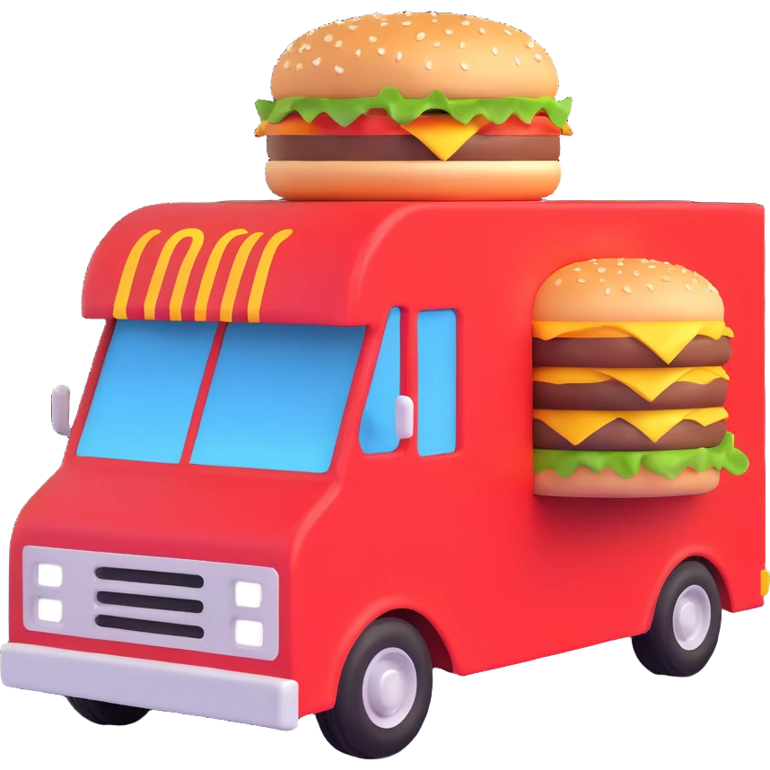 generate me a 3D hamburger food truck emoji
