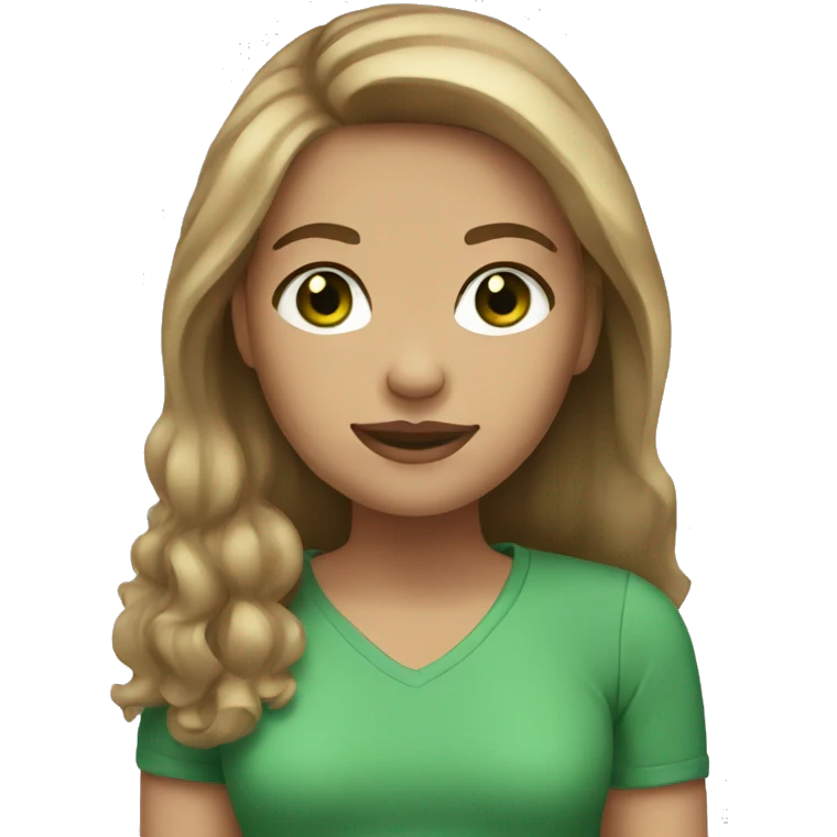 a girl with lightbrown hair light skin and green eyes emoji