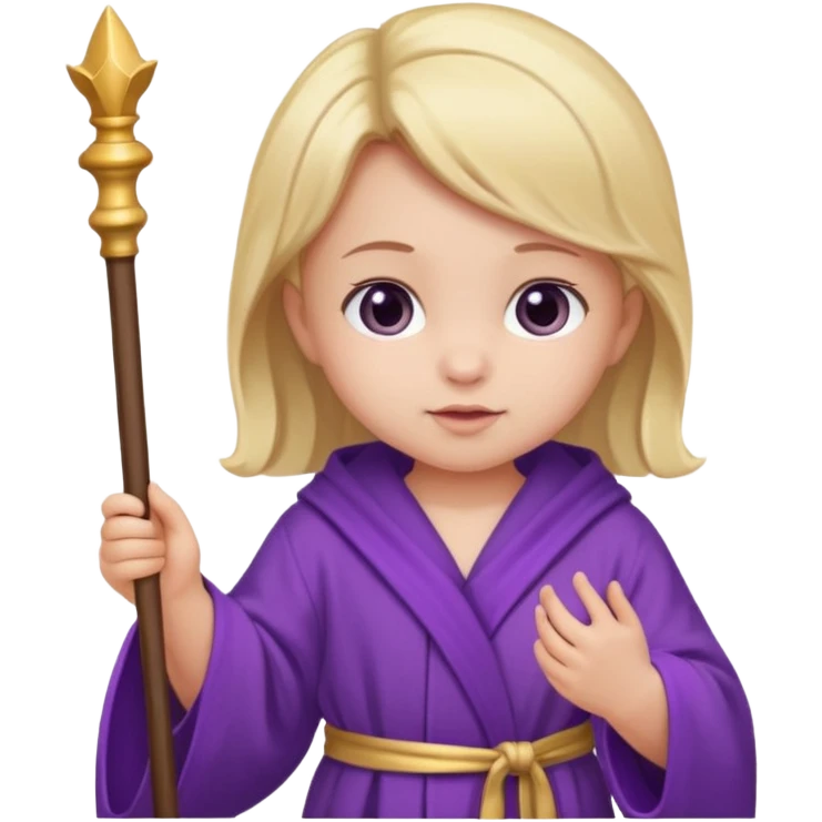 baby girl wizard with purple robe and staff emoji