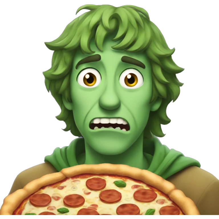 Shaggy rogers scared of pizza emoji