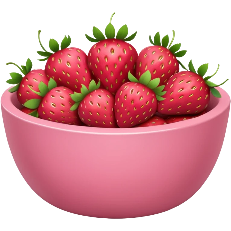 pink bowl with lots of strawberries, natural and soft color palette emoji