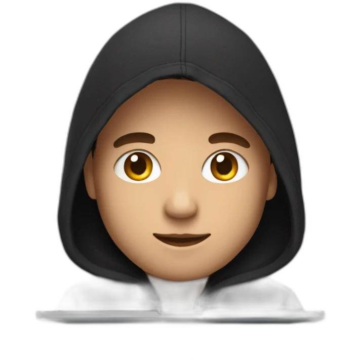 a man wearing a black hoodie behind a laptop screen emoji