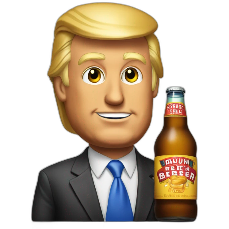 Donald Trump realiste buste avec une pinte de bierre emoji