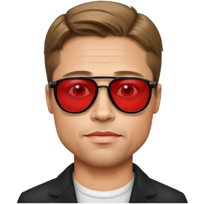 Brad Pitt, wearing dark glasses with red lenses emoji