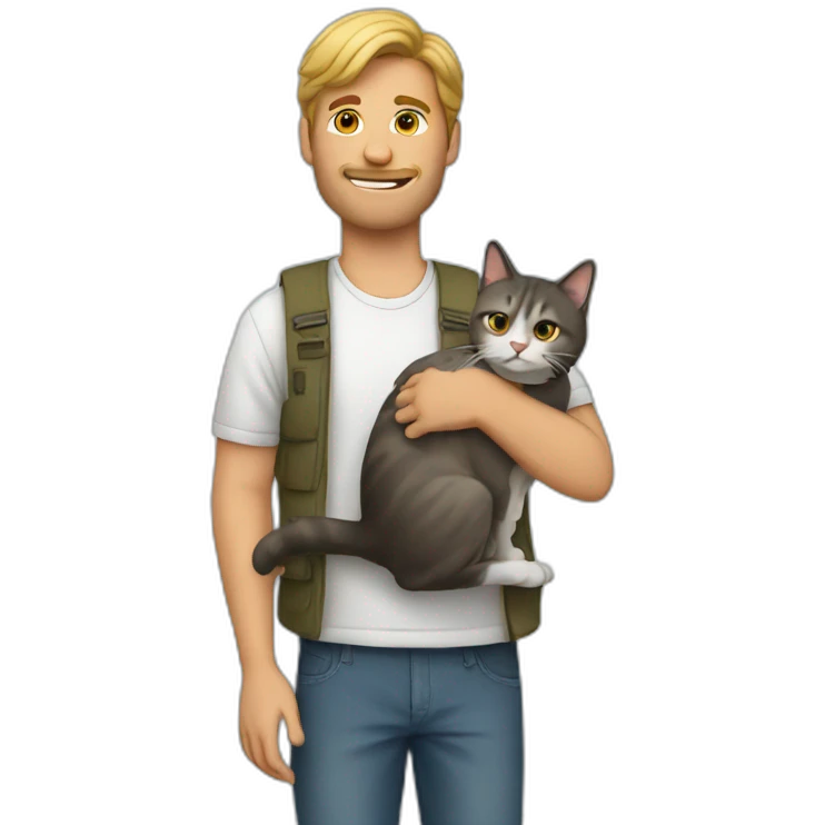a man holding a cat emoji