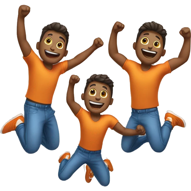 4 guys jumping and cheering emoji