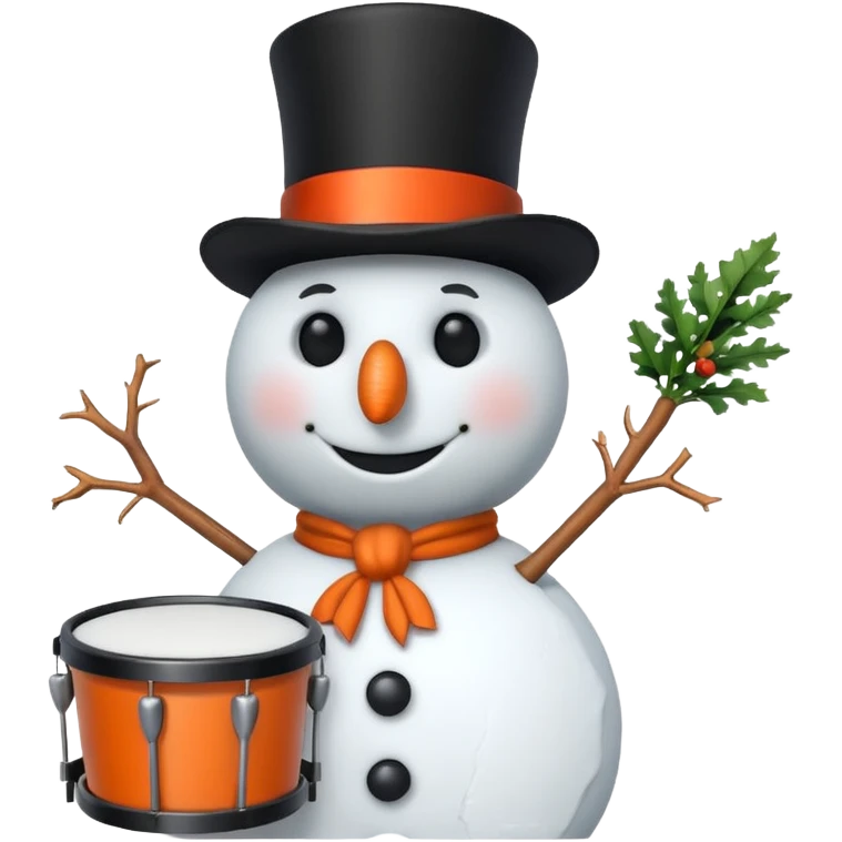 Snowman with Musical Instrument drum emoji