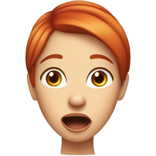 Woman red hair jaw open like omg emoji