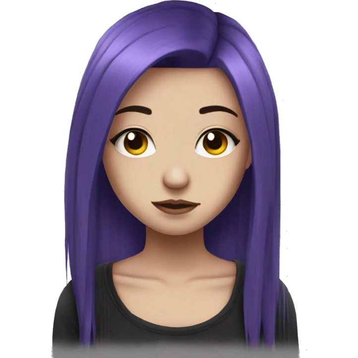 Emo girl choppy long purple hair piercings emoji
