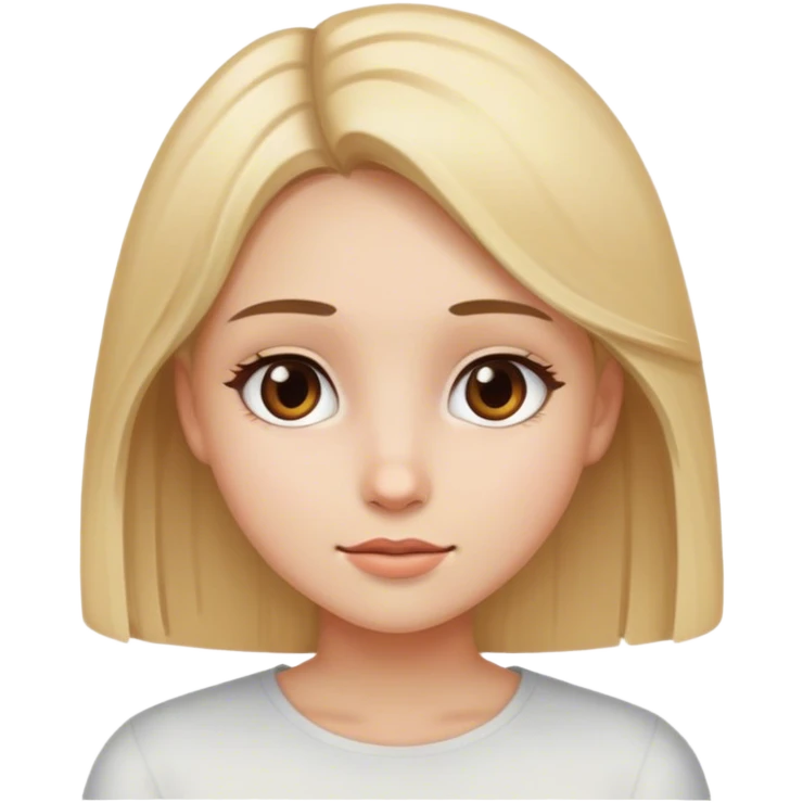 A girl with blonde and straight hair, brown eyes and beautiful  emoji