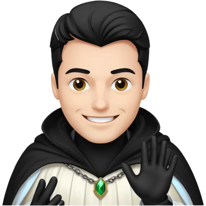 villain smiling with a white cloak , male emoji