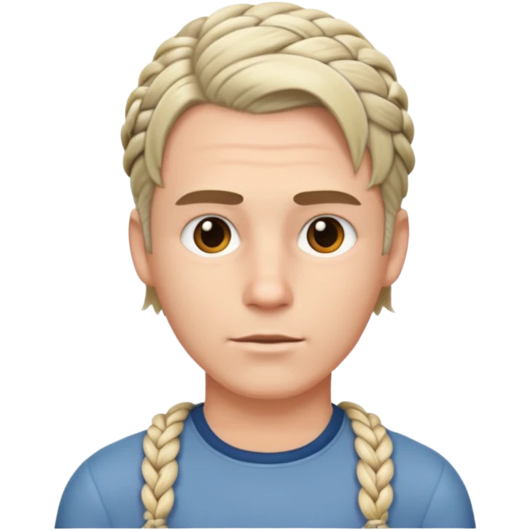 A white ton skin man with short braided hair emoji