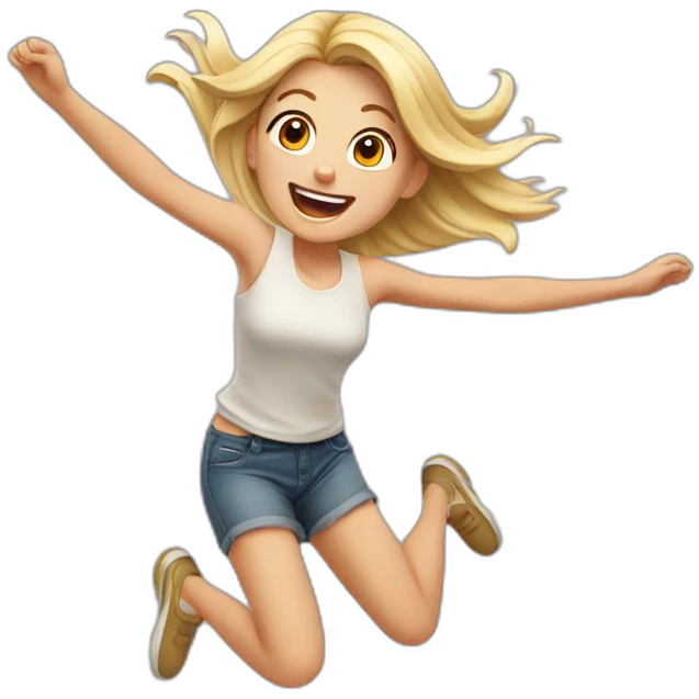 jumping happy blonde girl emoji