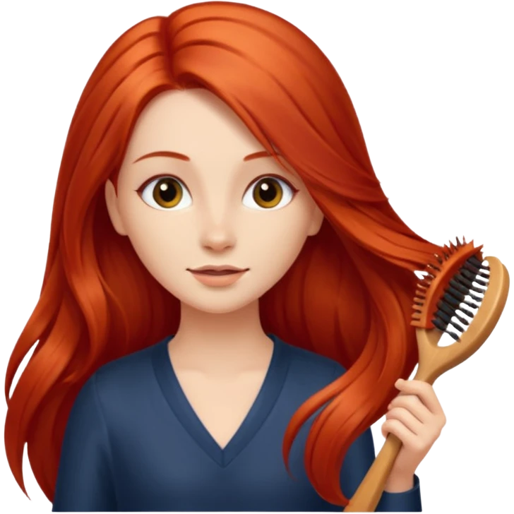 A woman brushing her red hair emoji