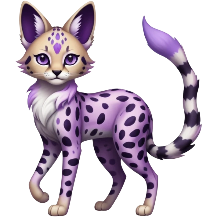 Kawaii Cute Edgy Black Purple White ethereal Serval-Fionbri-Vernid full body emoji