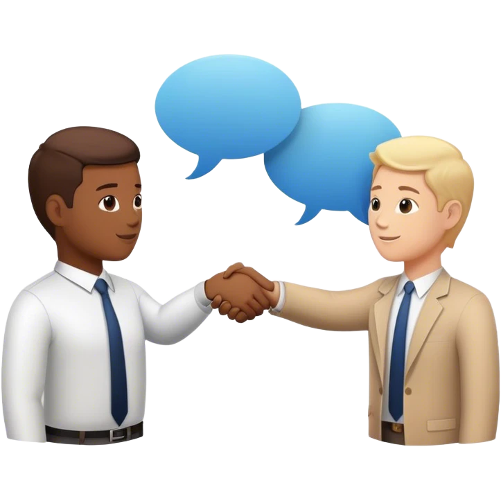 Emoji of networking: two people shaking hands, speech bubbles, or a group in conversation, symbolizing professional connections emoji