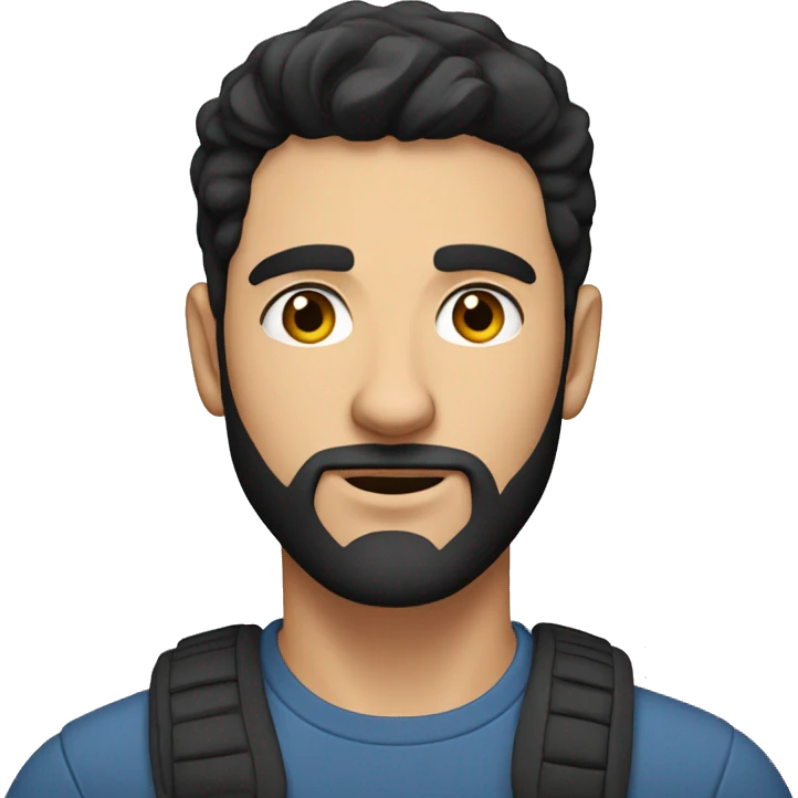 caucasian young man with black hair, beard and thick eyebrows emoji