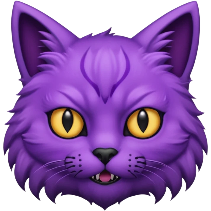 Scary purple cat with black eyes ans mouth emoji