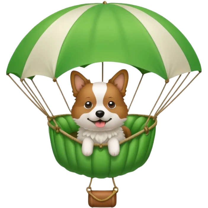 dog riding green parachute emoji