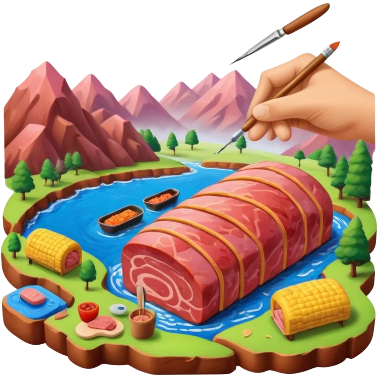 artist painting a SPAM meat landscape  emoji