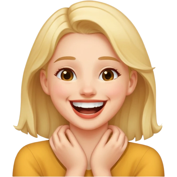 girl laughing with hands around neck emoji