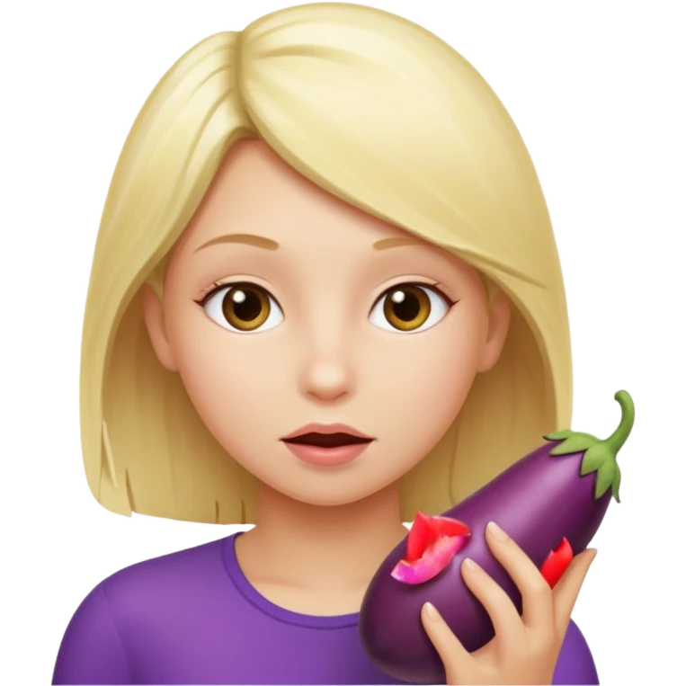 blond girl sucking eggplant  emoji