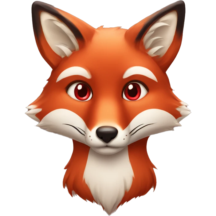 deep lush red fox face with tiny red heart instead of eyes emoji