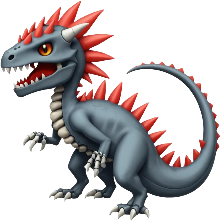 Skull-faced, skeletal Charmeleon-Zeraora-Salandit-fusion emoji