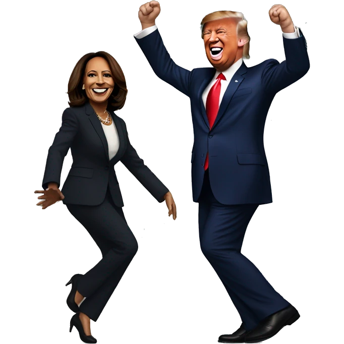 Donal trump dancing with kamala harris emoji