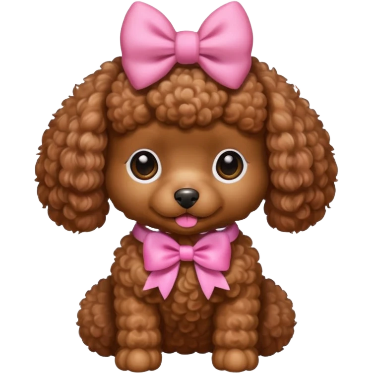 Brown toy poodle with pink bow emoji