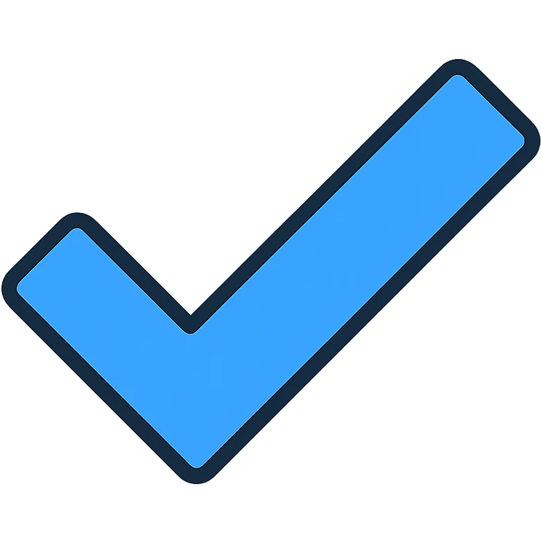 blue tick checkmark icon, bold lines, transparent background emoji