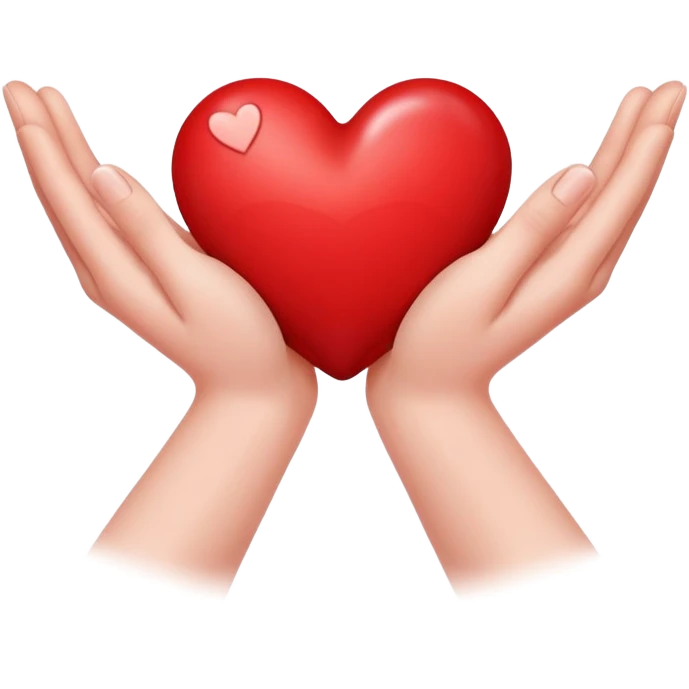 Hands holding a heart emoji