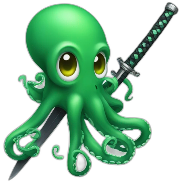 green octopus holding a katana emoji