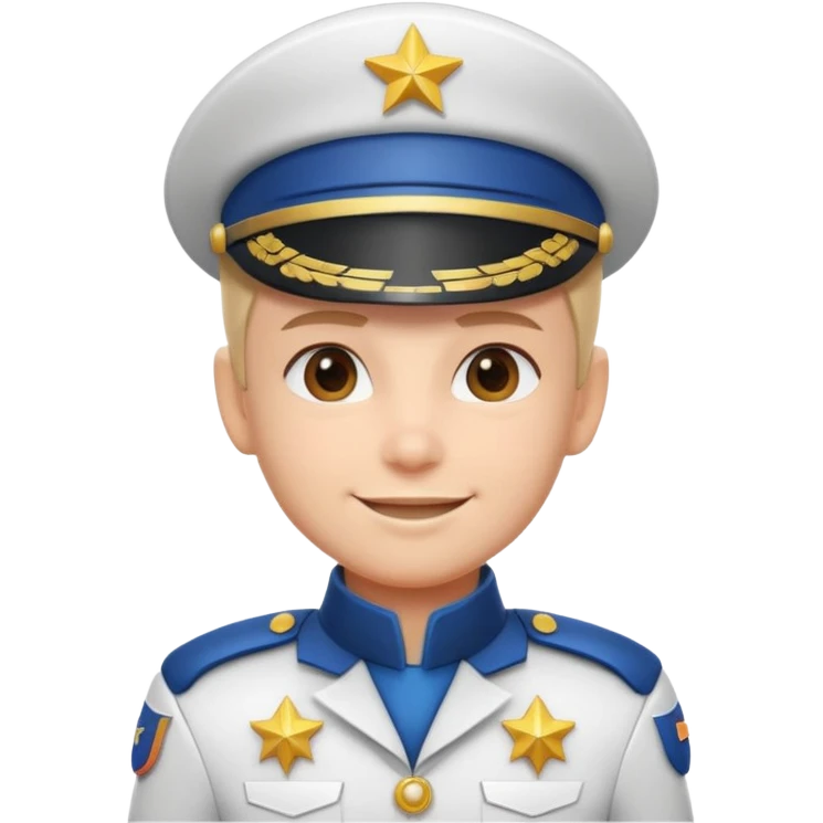 cute spaceship captain portrait, head and shoulders only, futuristic captain uniform collar, captain badge, confident smile, 3D cartoon, mobile game icon style, clean background, no text, no watermark
 emoji