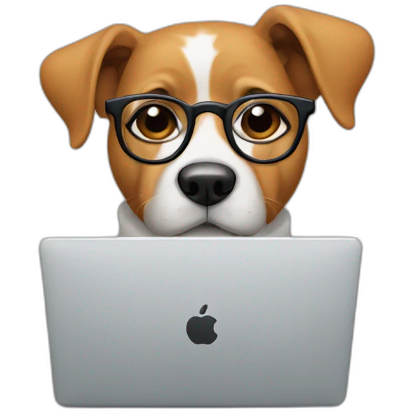 dog with glasses and laptop emoji