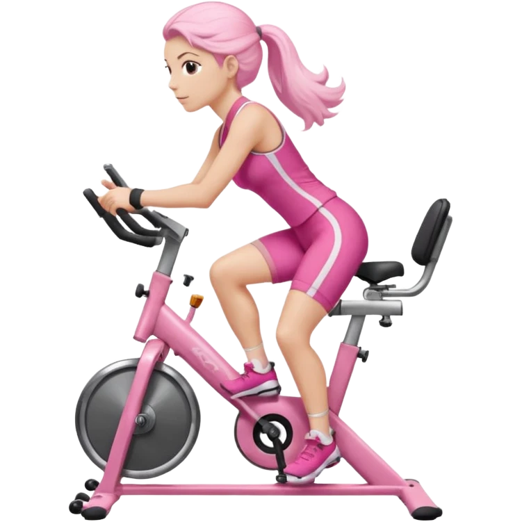 Bicycles Ergonomic bicycle of gym: seated white woman with hair in pink clothes  emoji