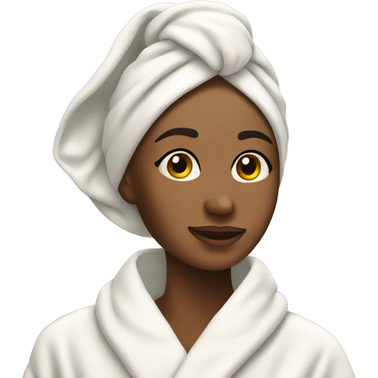 skin care on a woman’s face and she has a towel on her head and a robe on  emoji