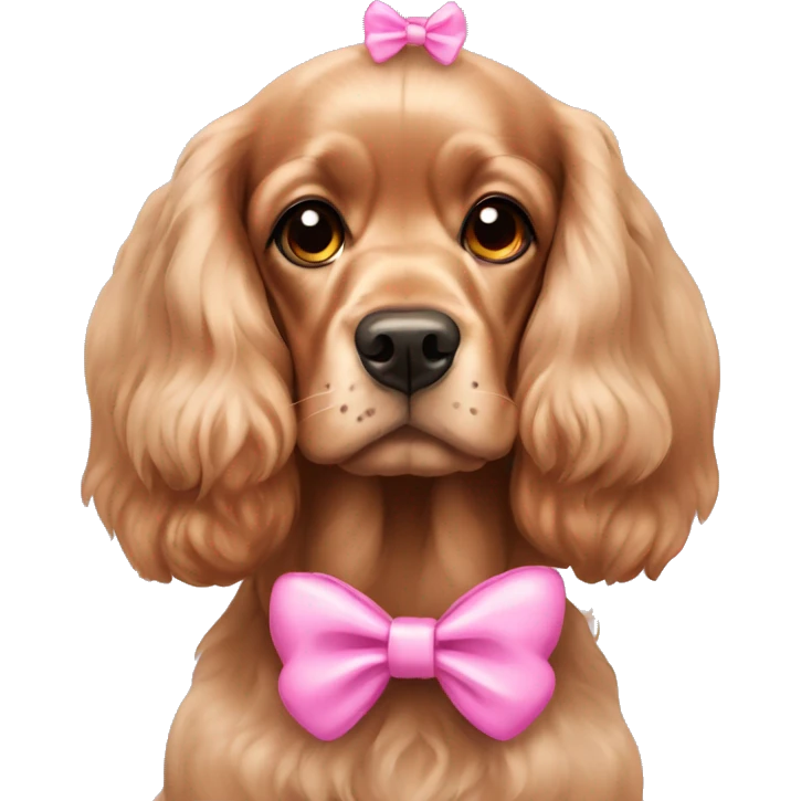 Cocker spaniel wearing pink bows on ears emoji