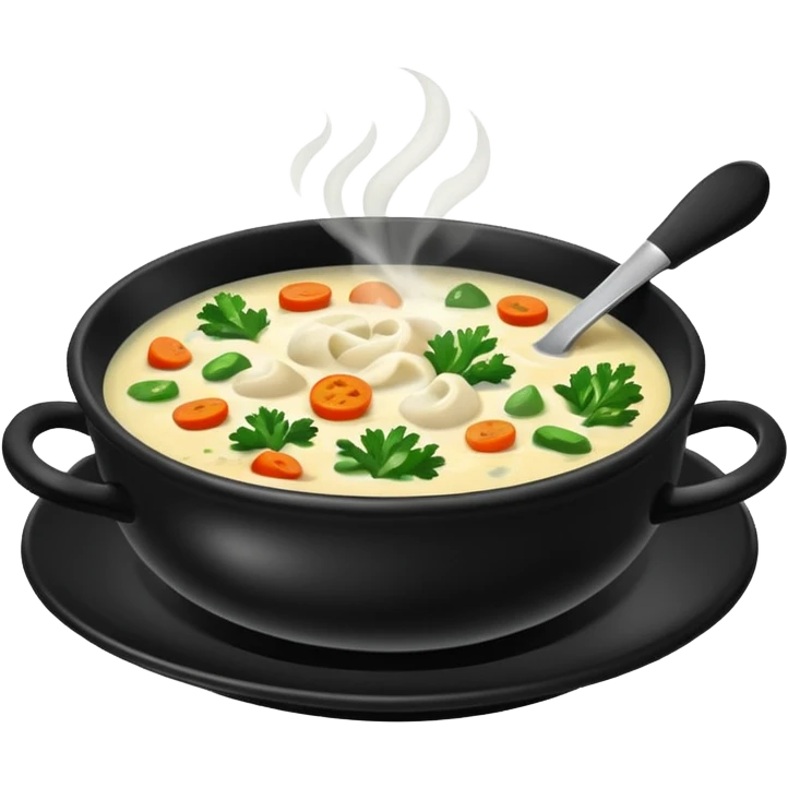 Realistic Soup in a black plate emoji