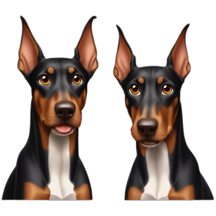 Two dobermans playing emoji