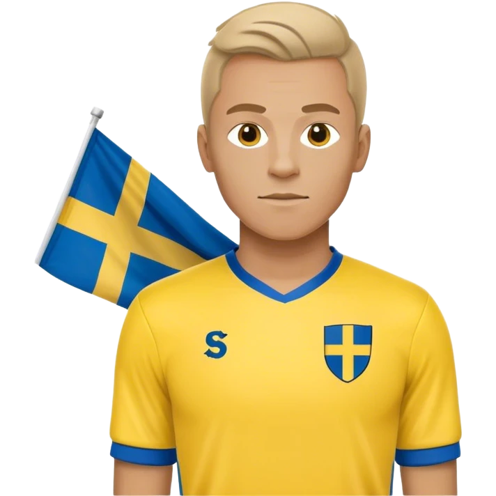 Swedish male soccer player with yellow and blue clothes and with the Swedish flag on the chest emoji
