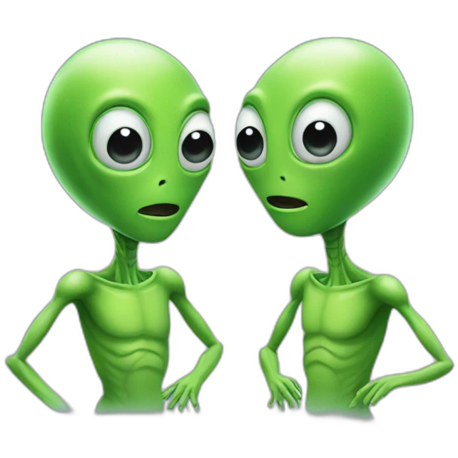 Two green aliens Talking to each other emoji
