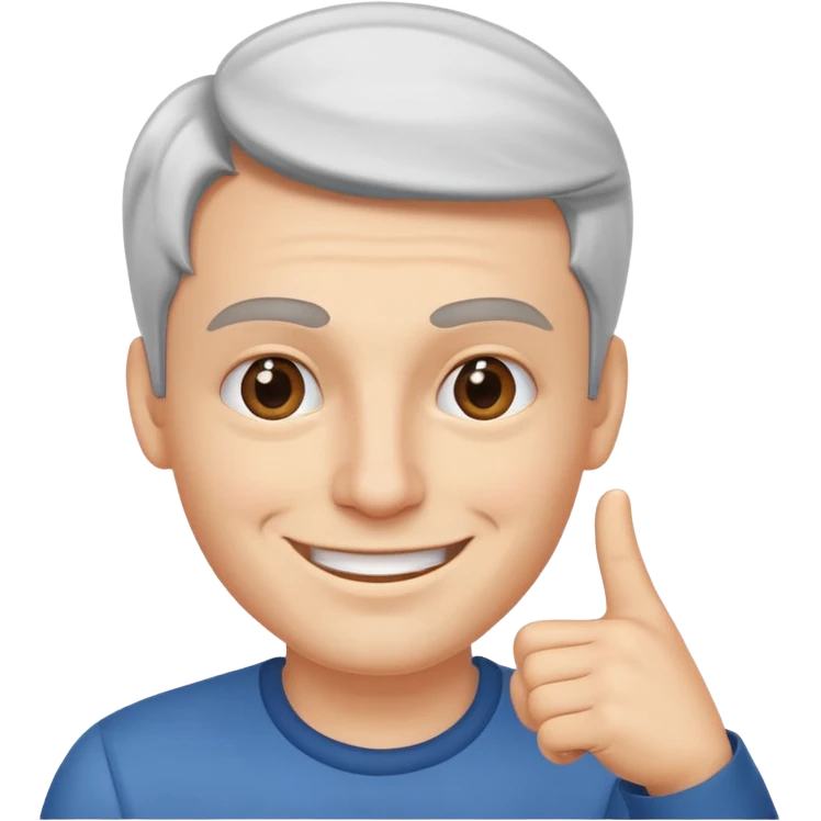 man pointing with index finger on his hand towards his eyebrows and smiling emoji