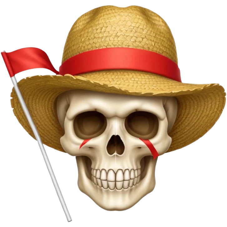 Fait moi un drapeau de tête de mort avec un fond noir et sur la tête met un chapeau de paille avec un fil rouge emoji
