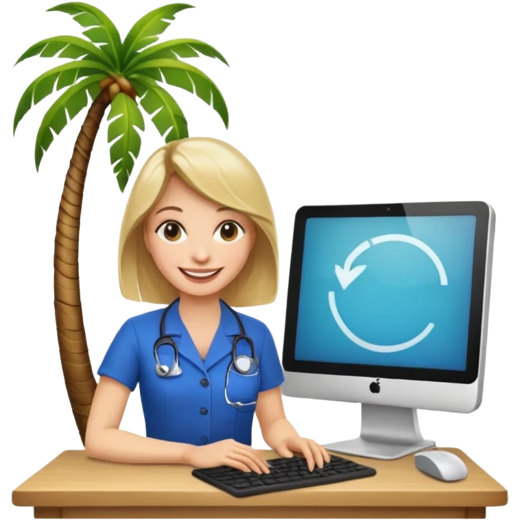 nutricionist with one computer palm tree  emoji